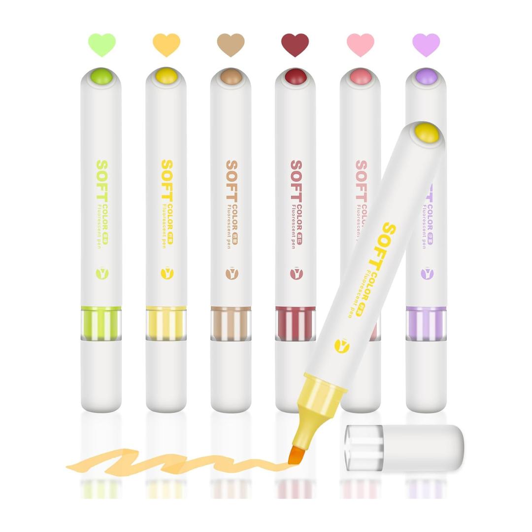 Aesthetic Cute Pastel Highlighters - 6ct