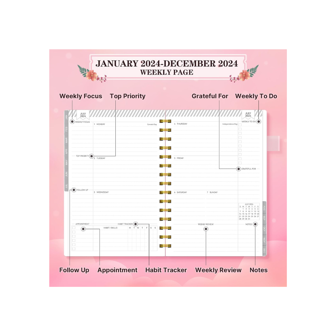 2024 Spiral Bound Weekly and Monthly Planner