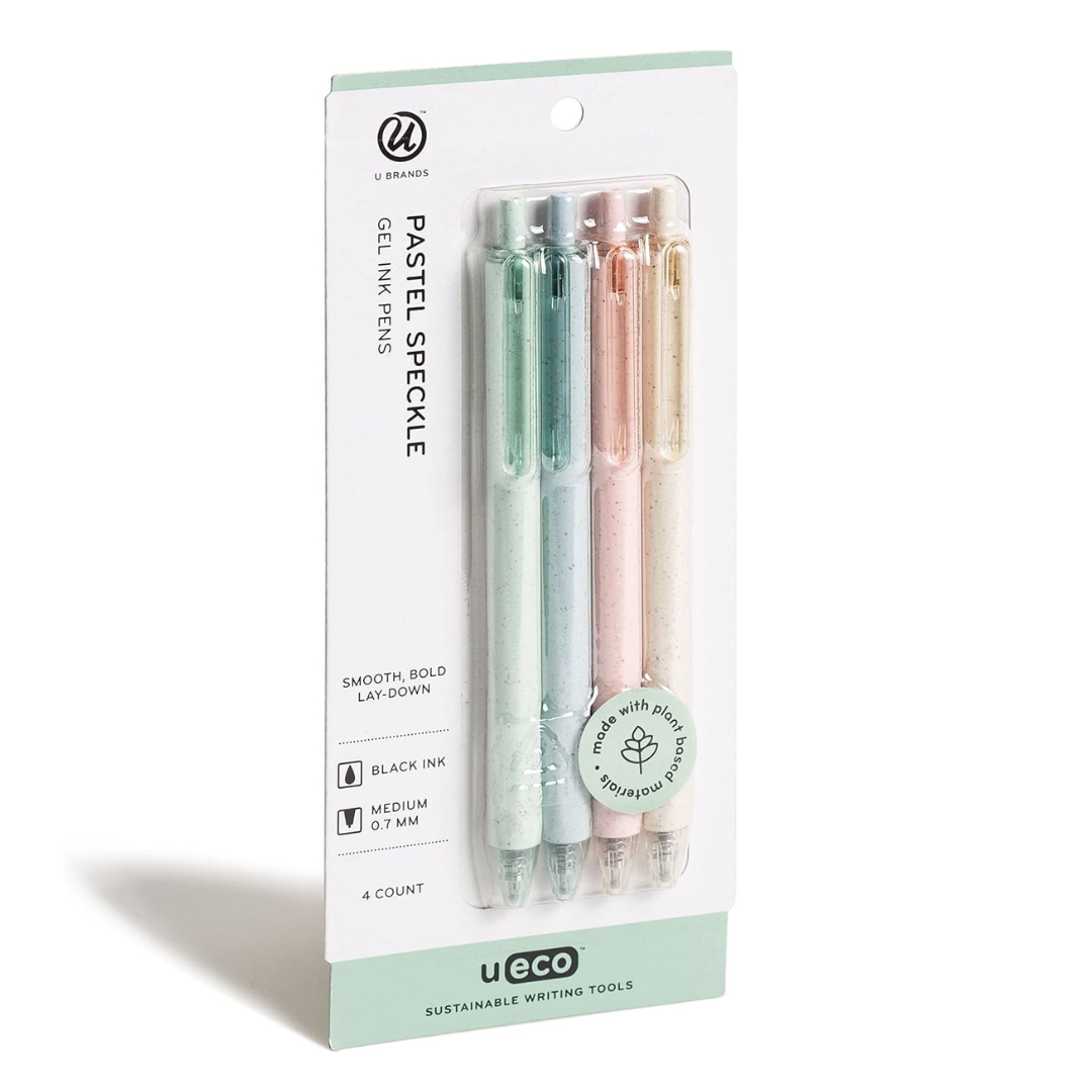 U-Eco Gel Ink Pens, Pastel Speckle, 4ct